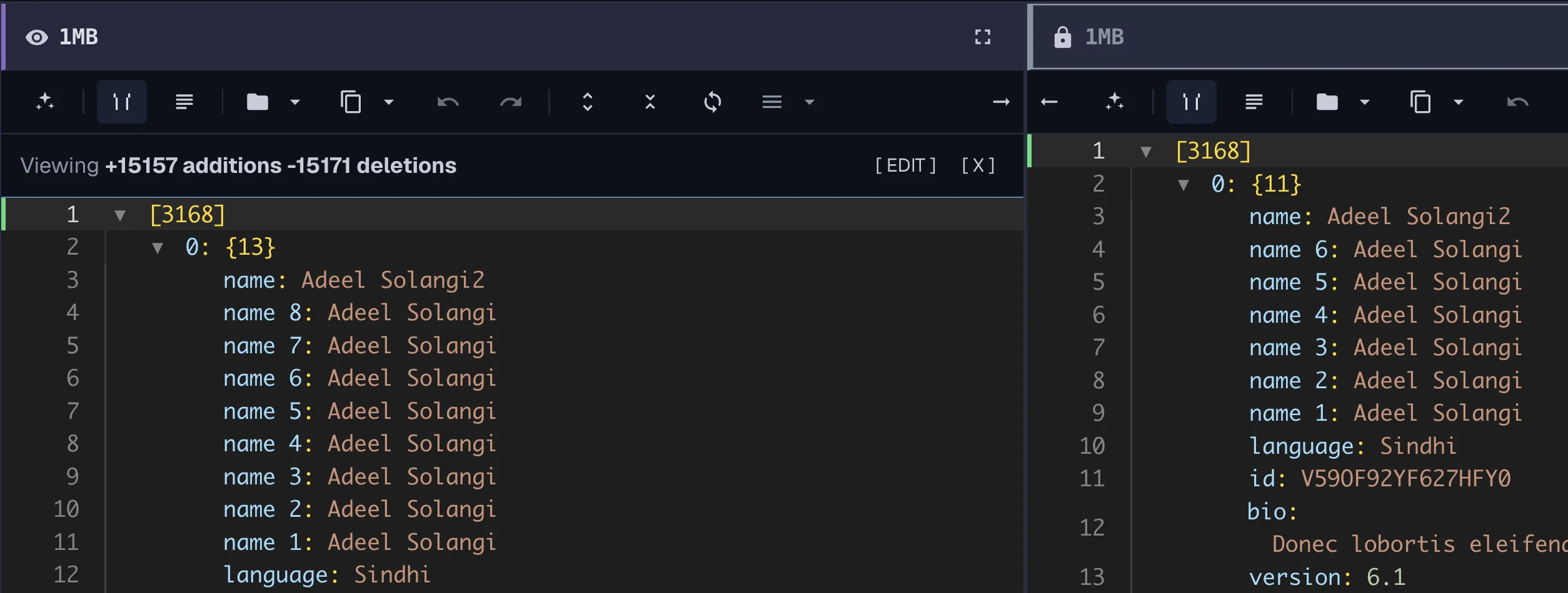 Panel showing editing vs read-only mode