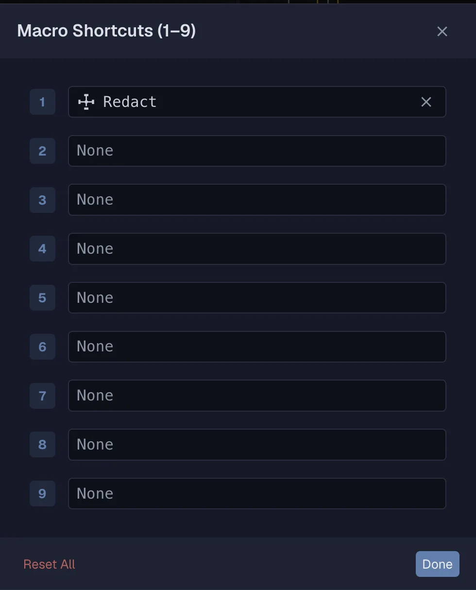 Macro slot assignment dialog